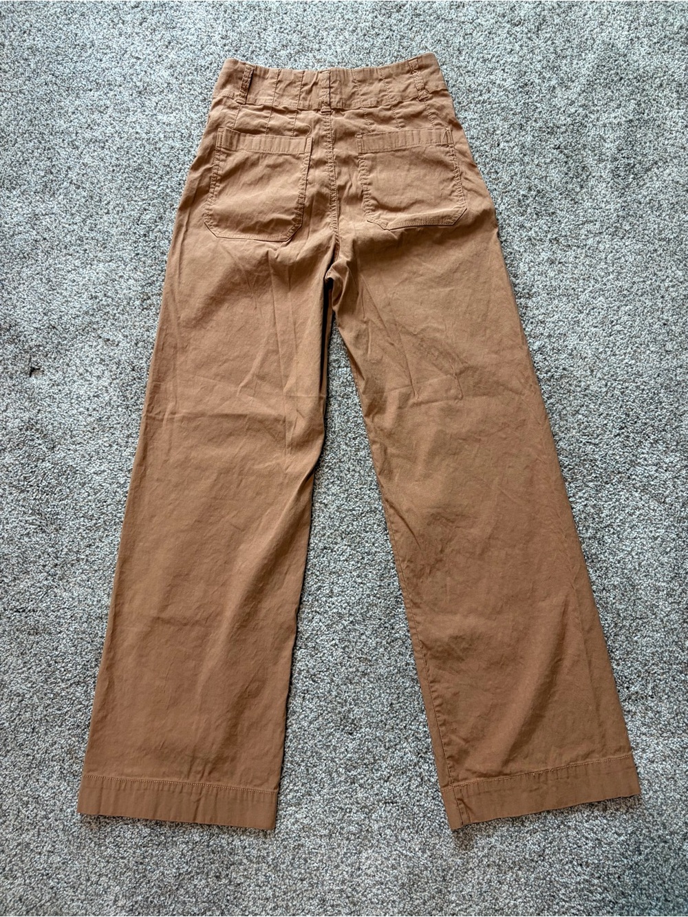Maeve Colette Linen Blend Wide Leg Full Length Pants Camel High Rise Size 28 - Picture 5 of 12